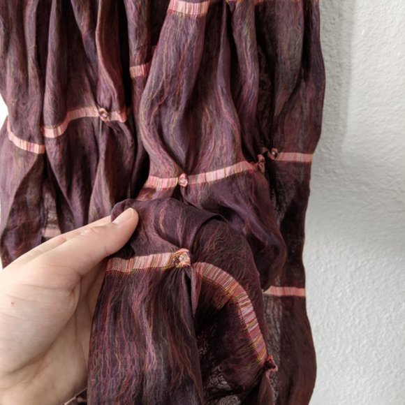 Burgundy Scarf with pearl detail - Picture 2 of 3